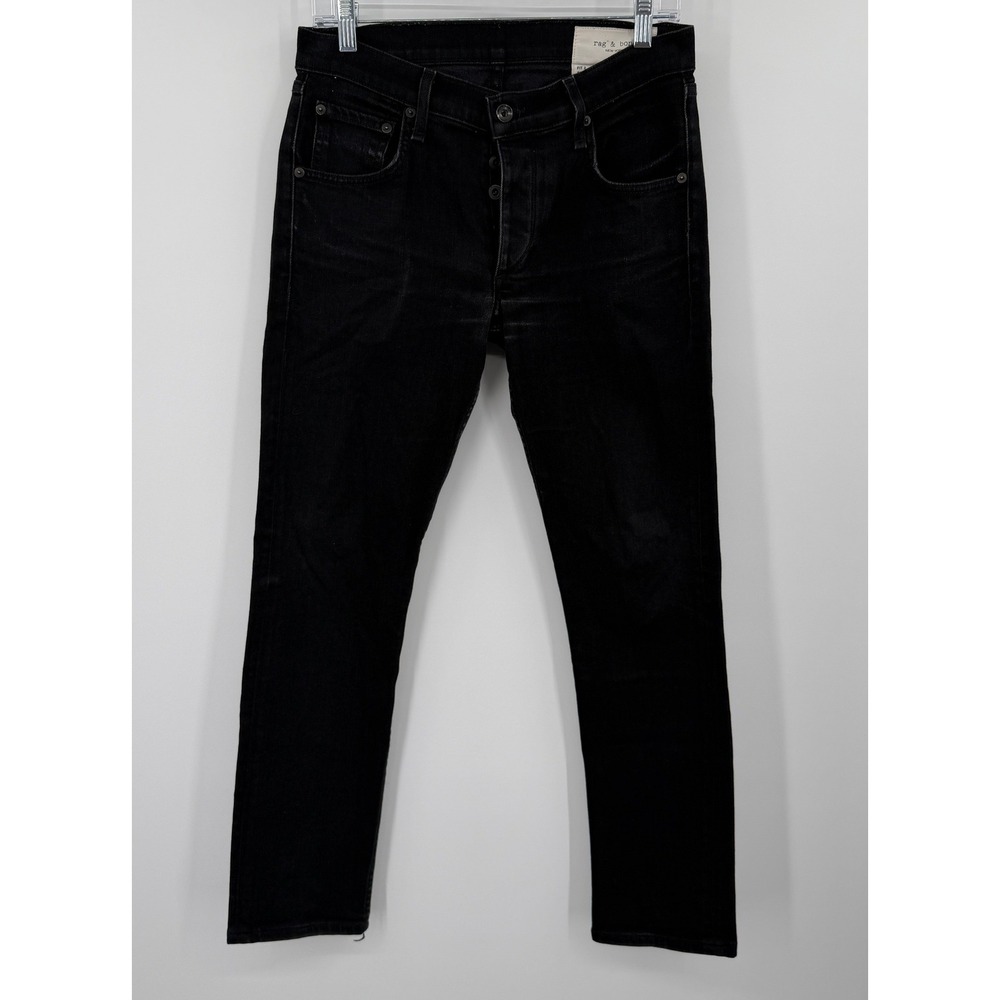 Rag & Bone Fit 2 Slim Black Jeans Mens 29x30 M1223K302BLK Button Fly Denim